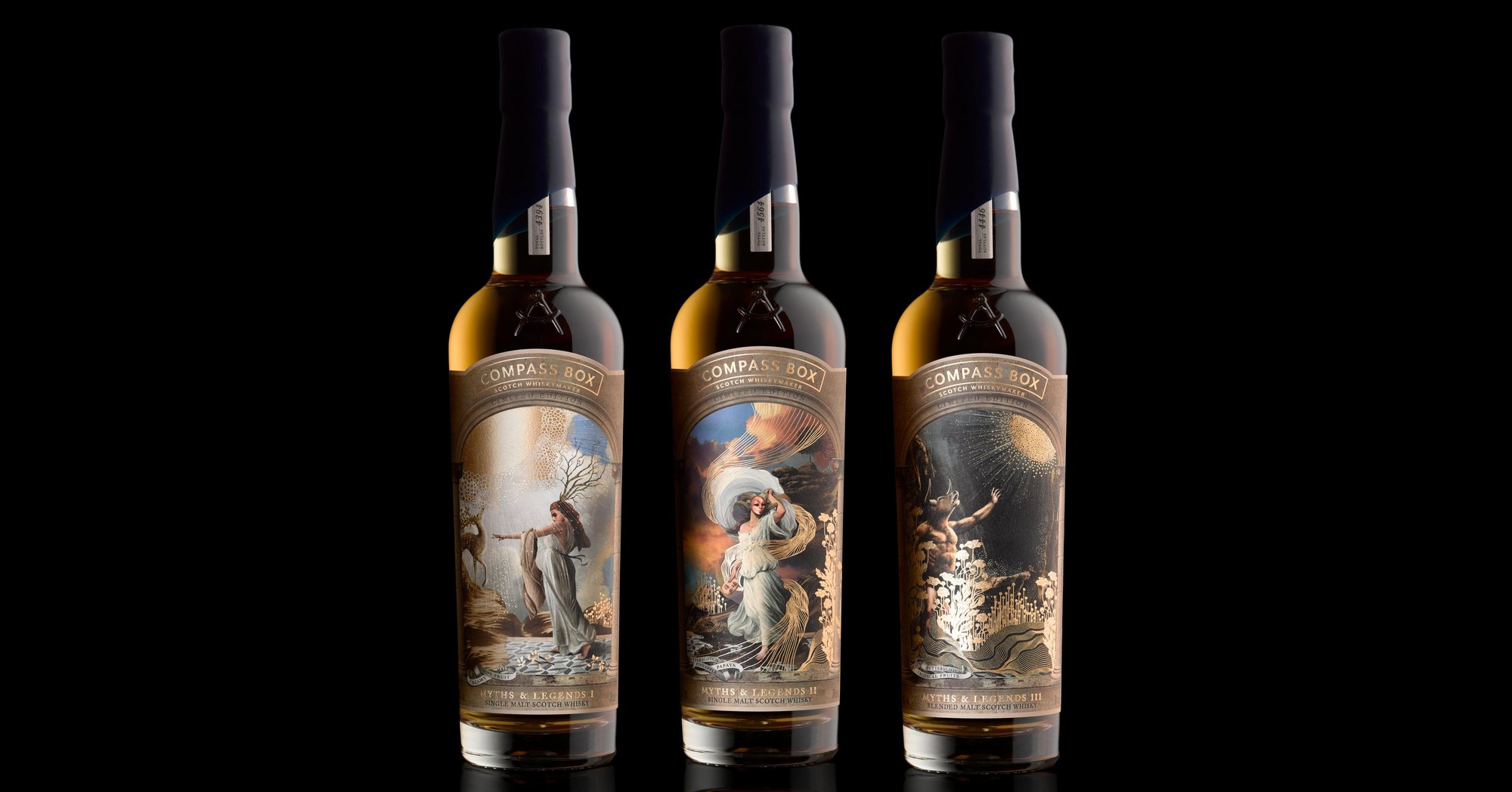Compass Box Myths and Legends Scotch Whisky packaging and branding by