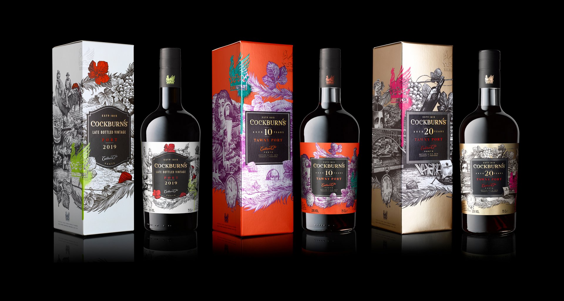 A photograph of Cockburn’s port packaging